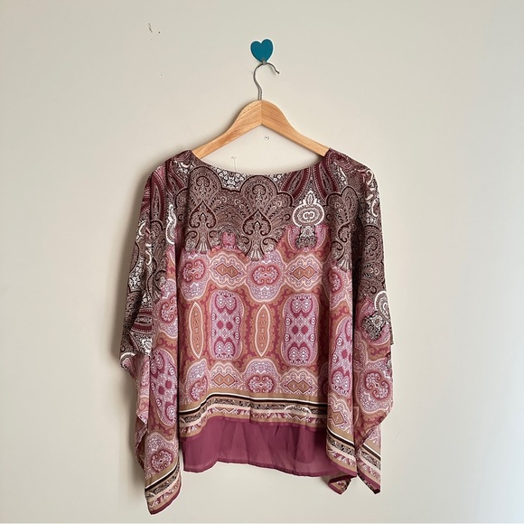 New Directions Layered Paisley Print Women's Top - Picture 1 of 6